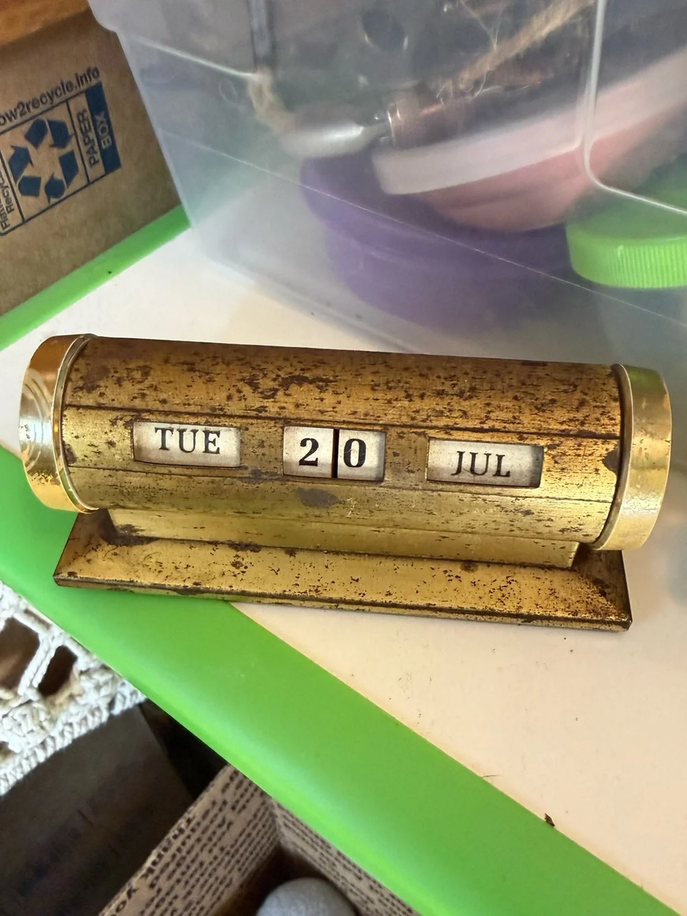 Vintage Brass Park Sherman perpetual desk calendar